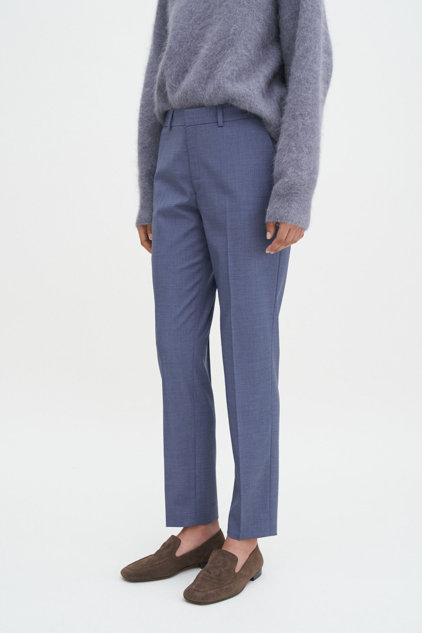 EMMA CROPPED COOL WOOL TROUSER DUSTY BLUE