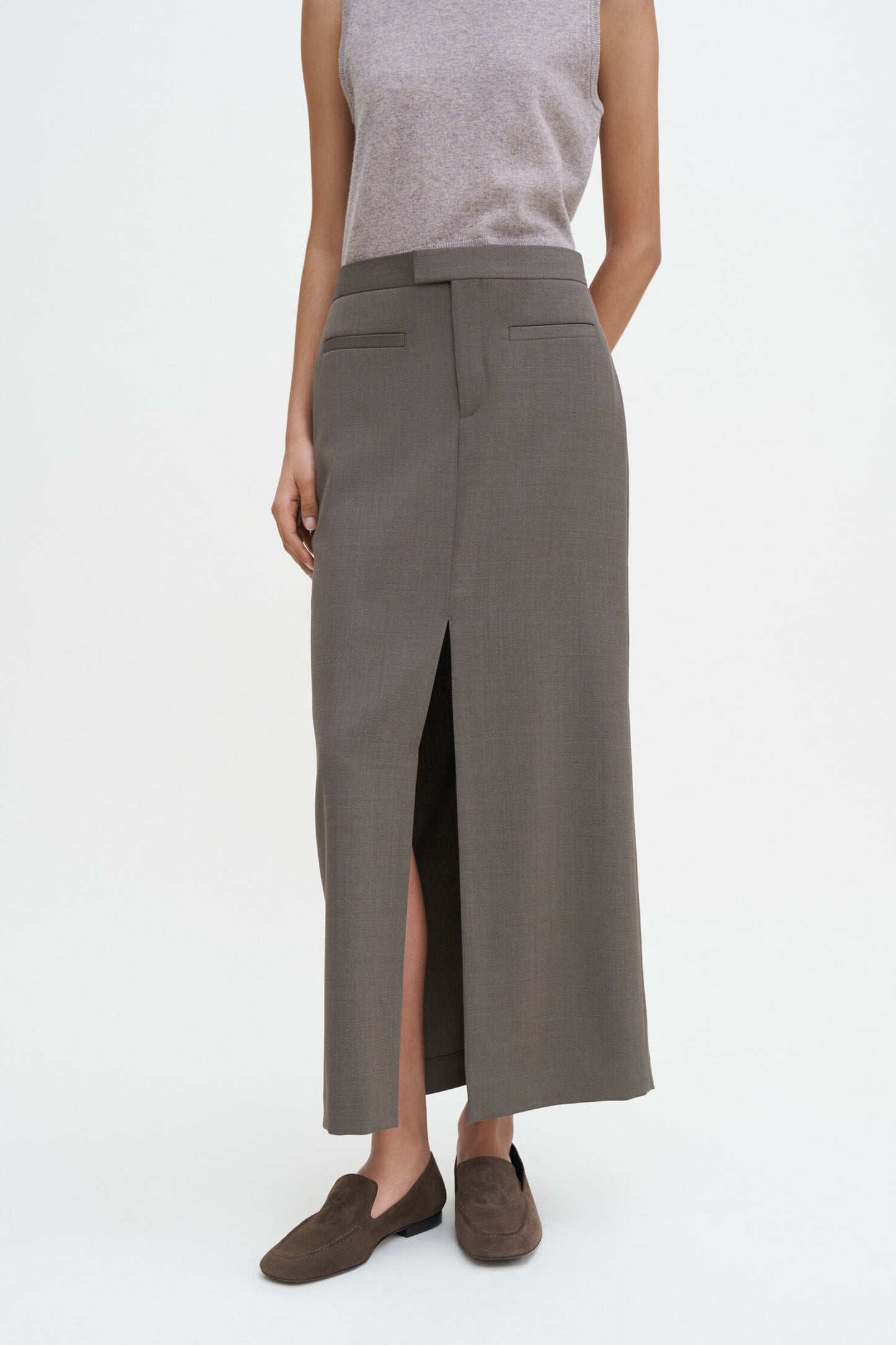 LONG TAILORED SKIRT DRIFTWOOD