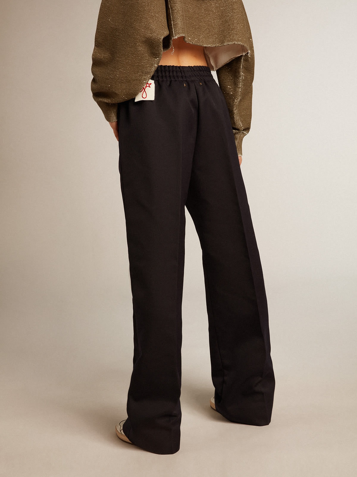 GOLDEN W'S JOGGING PANTS COMPACT GABARDINE WOOL DARK BLUE