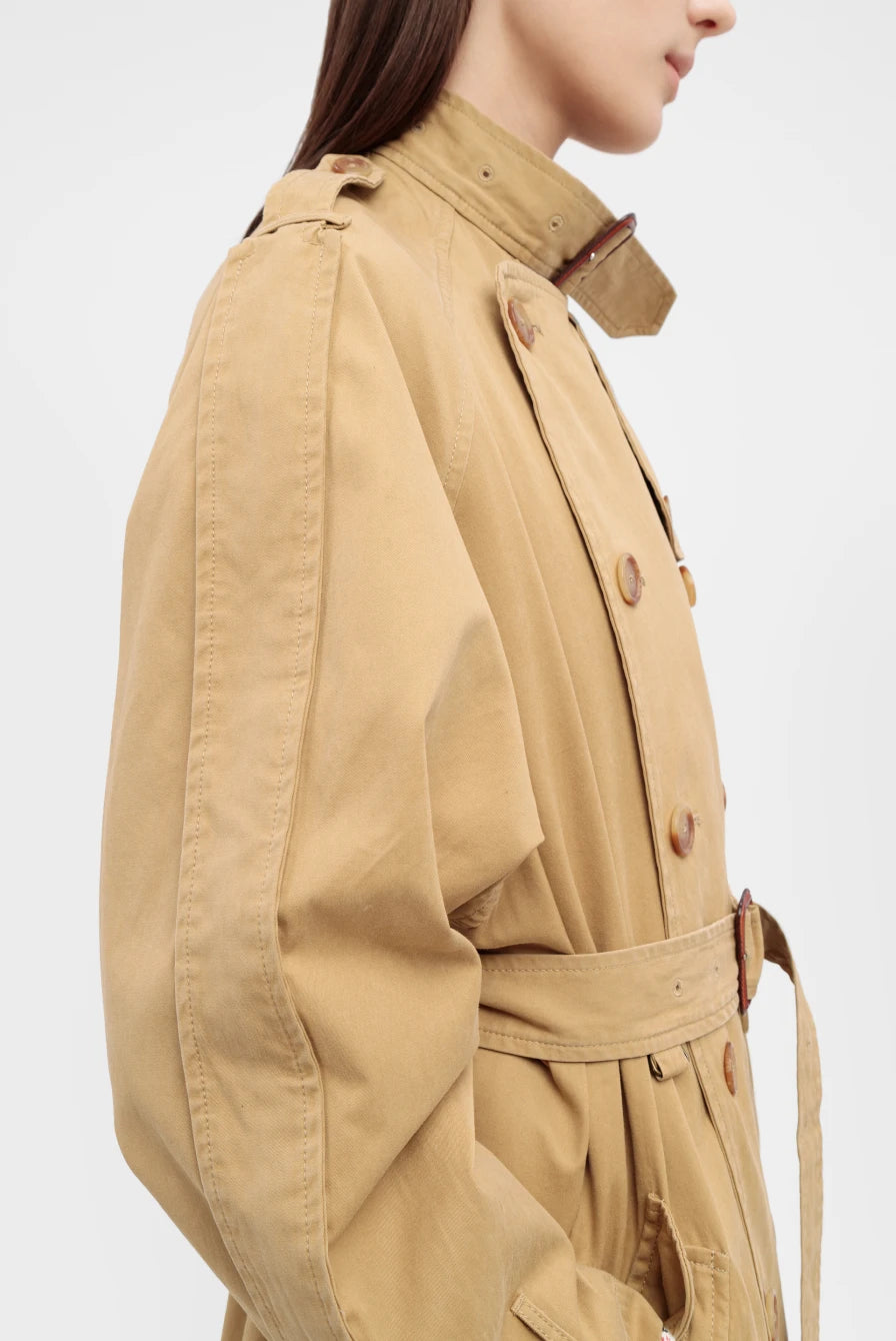 DECONSTRUCTED OVERSIZED TRENCH COAT KHAKI