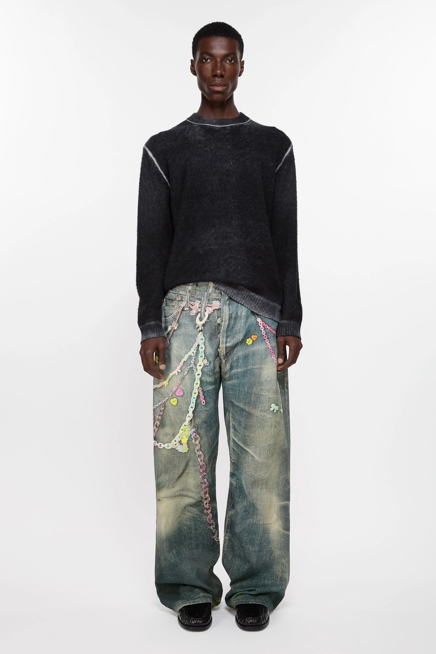 PRINTED JEANS MID BLUE