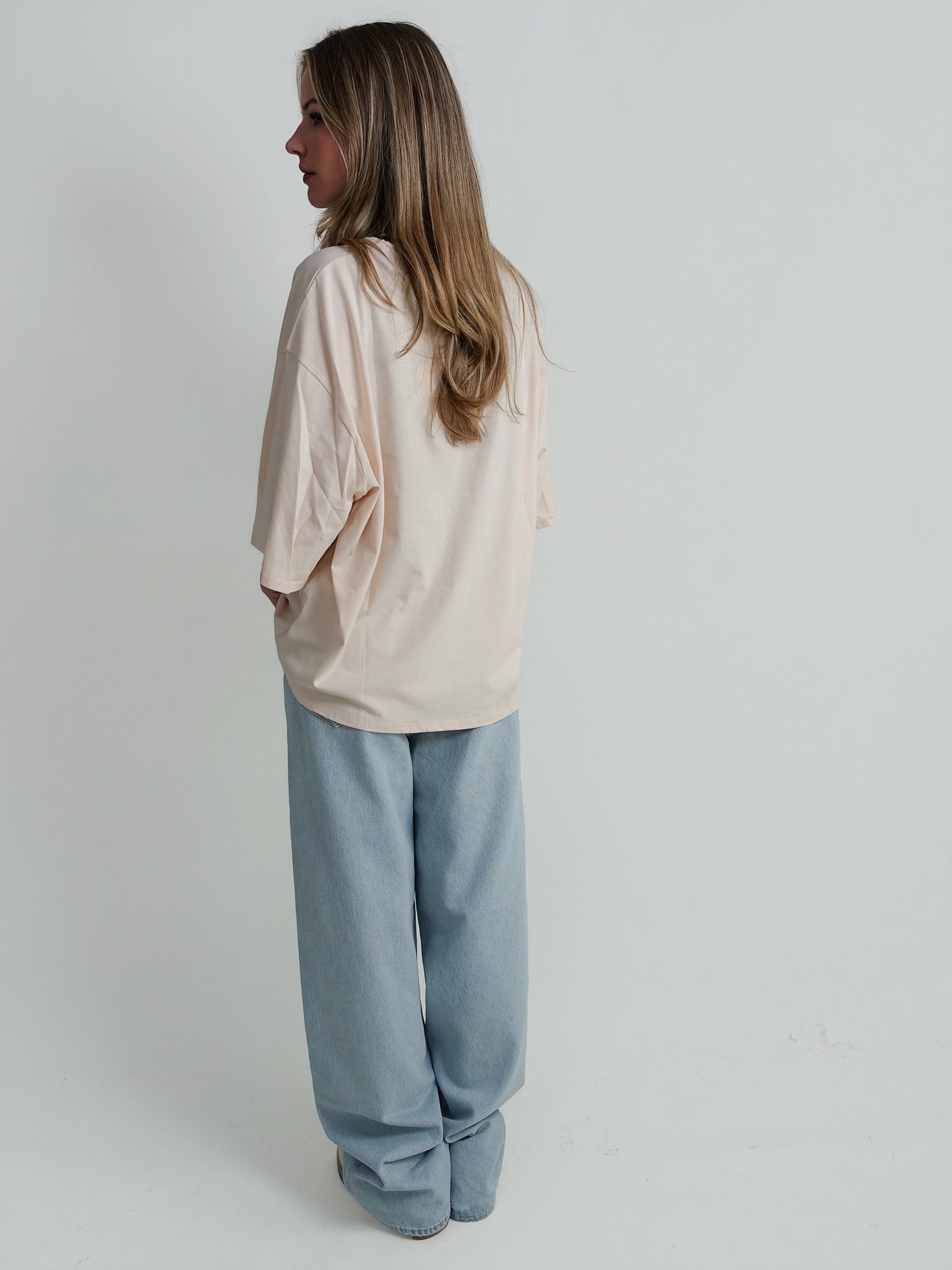 OSIS BOXY T-SHIRT CREAM ROSE