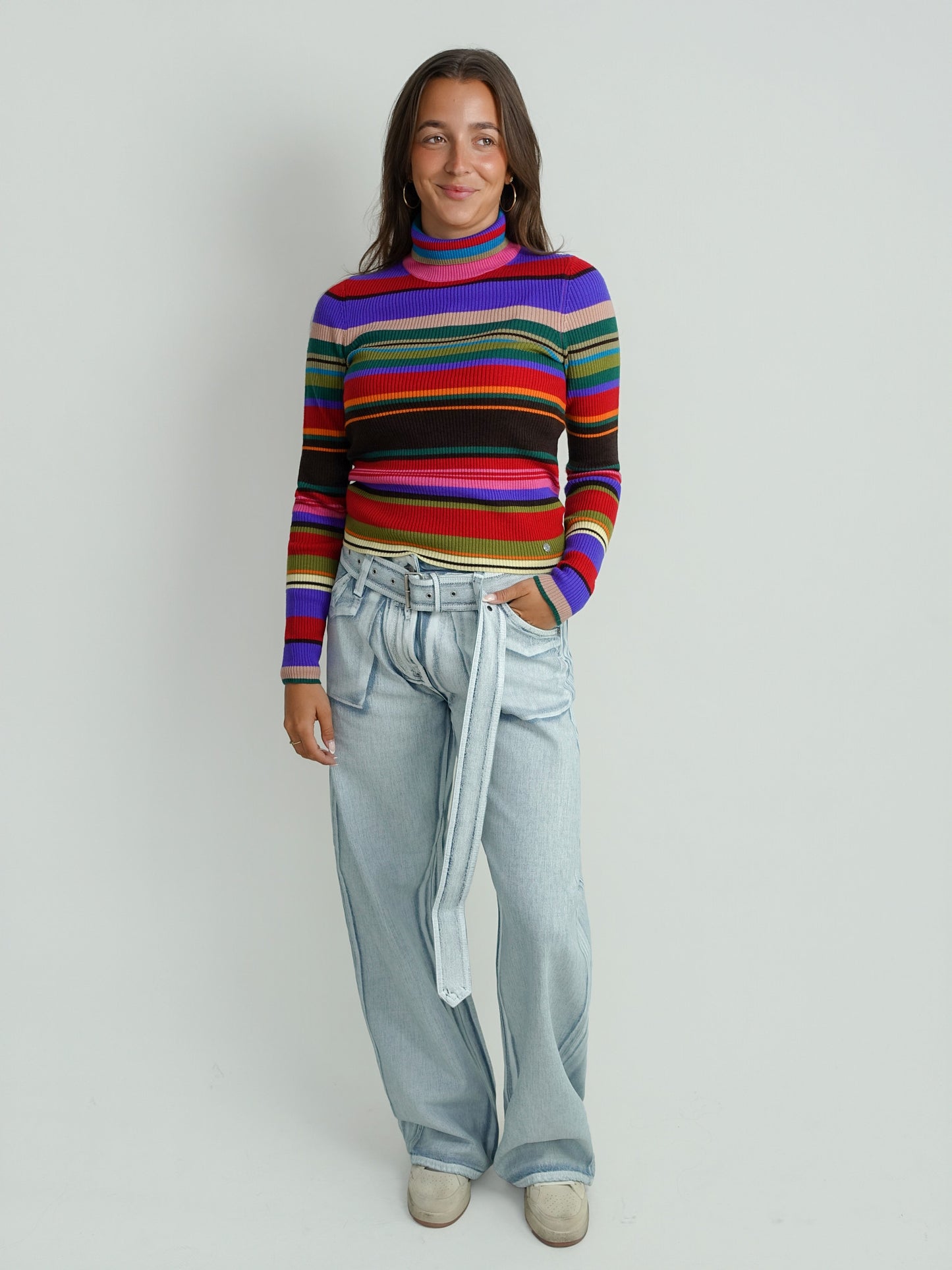 KILA KNITTED SWEATER STRIPES RED/PURPLE