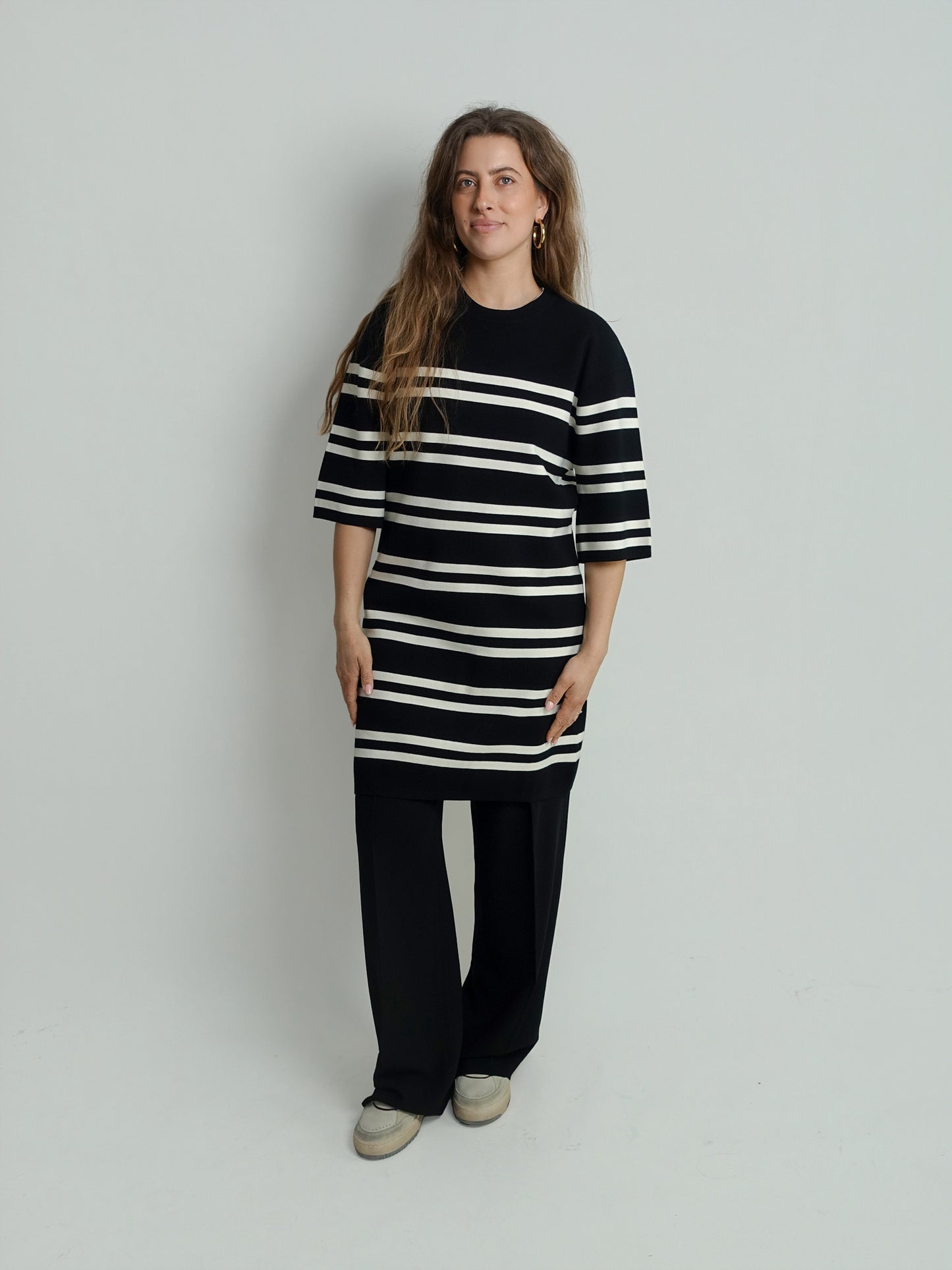 MILANO KNIT DRESS BLACK/WHITE