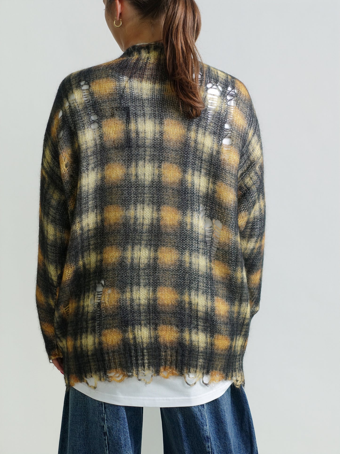 OVERSIZED CARDIGAN MULTI BROWN PLAID