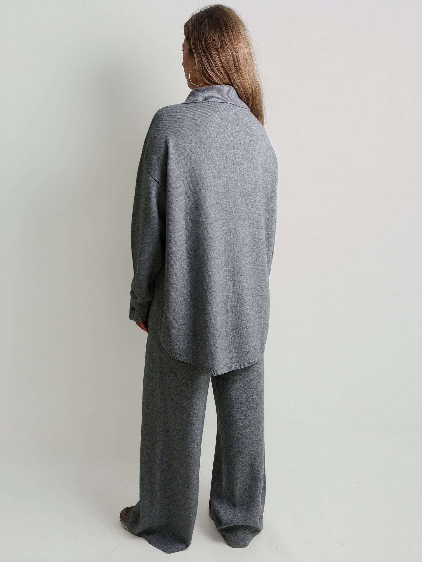 KNITTED SHIRT WOOL CASHMERE MID GREY