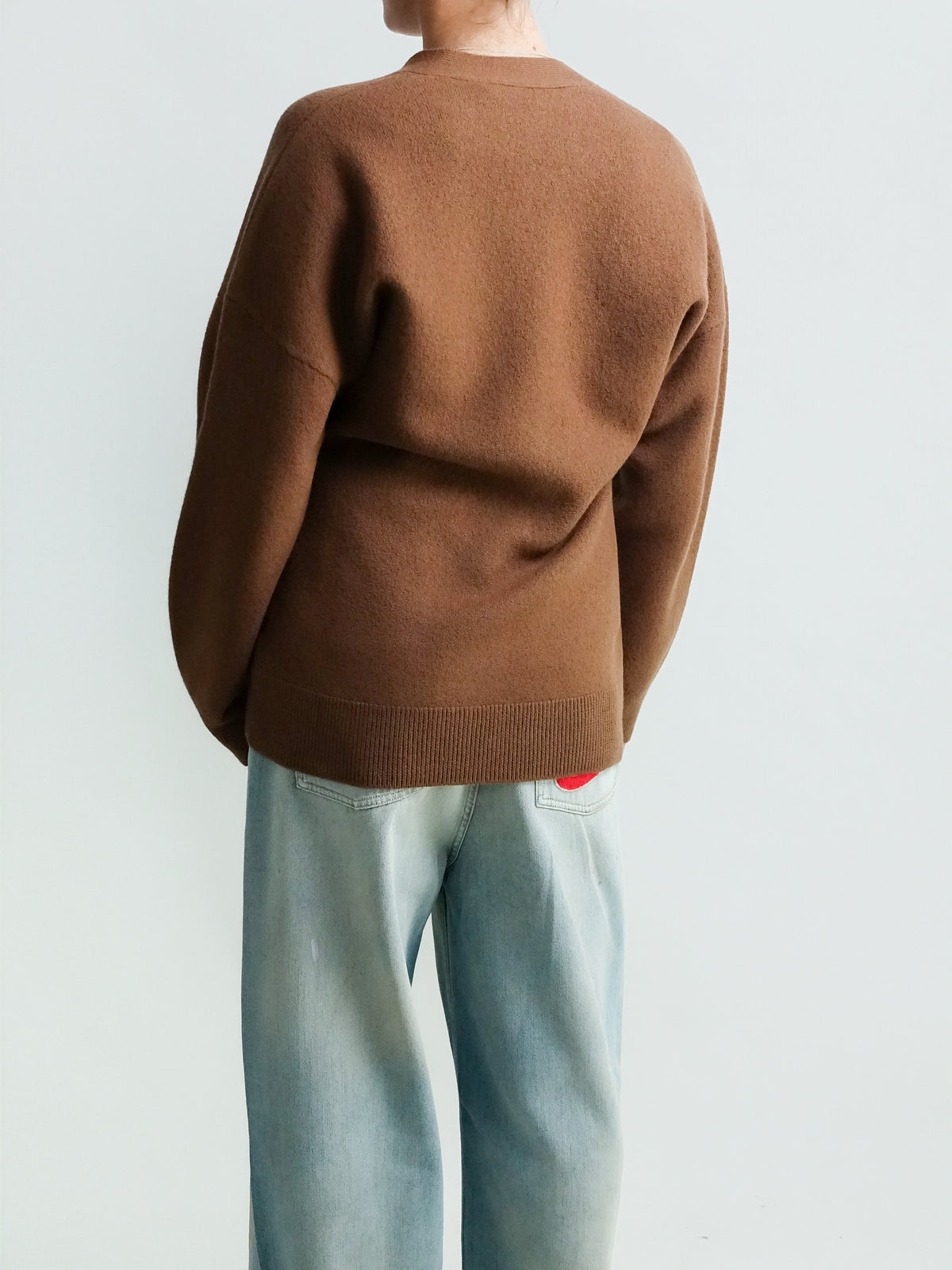 HOURGLASS FELTED CARDIGAN MID BROWN