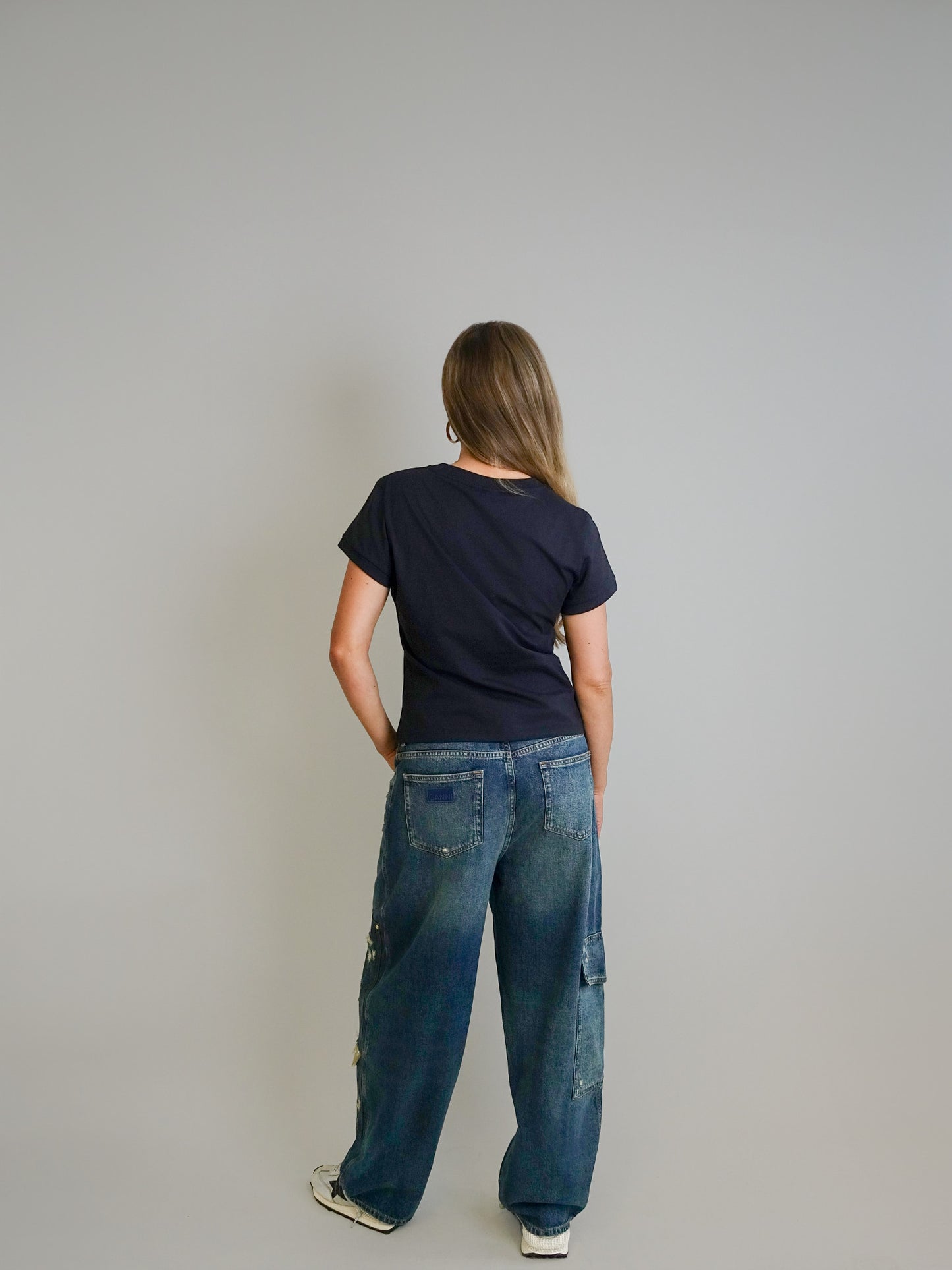 HEAVY WASHED DENIM CARPENTER JEANS MID BLUE VINTAGE