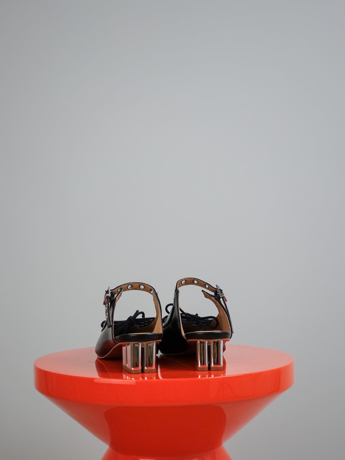 EYELETS LACE UP MULE CRINKLE OLEATEX BLACK