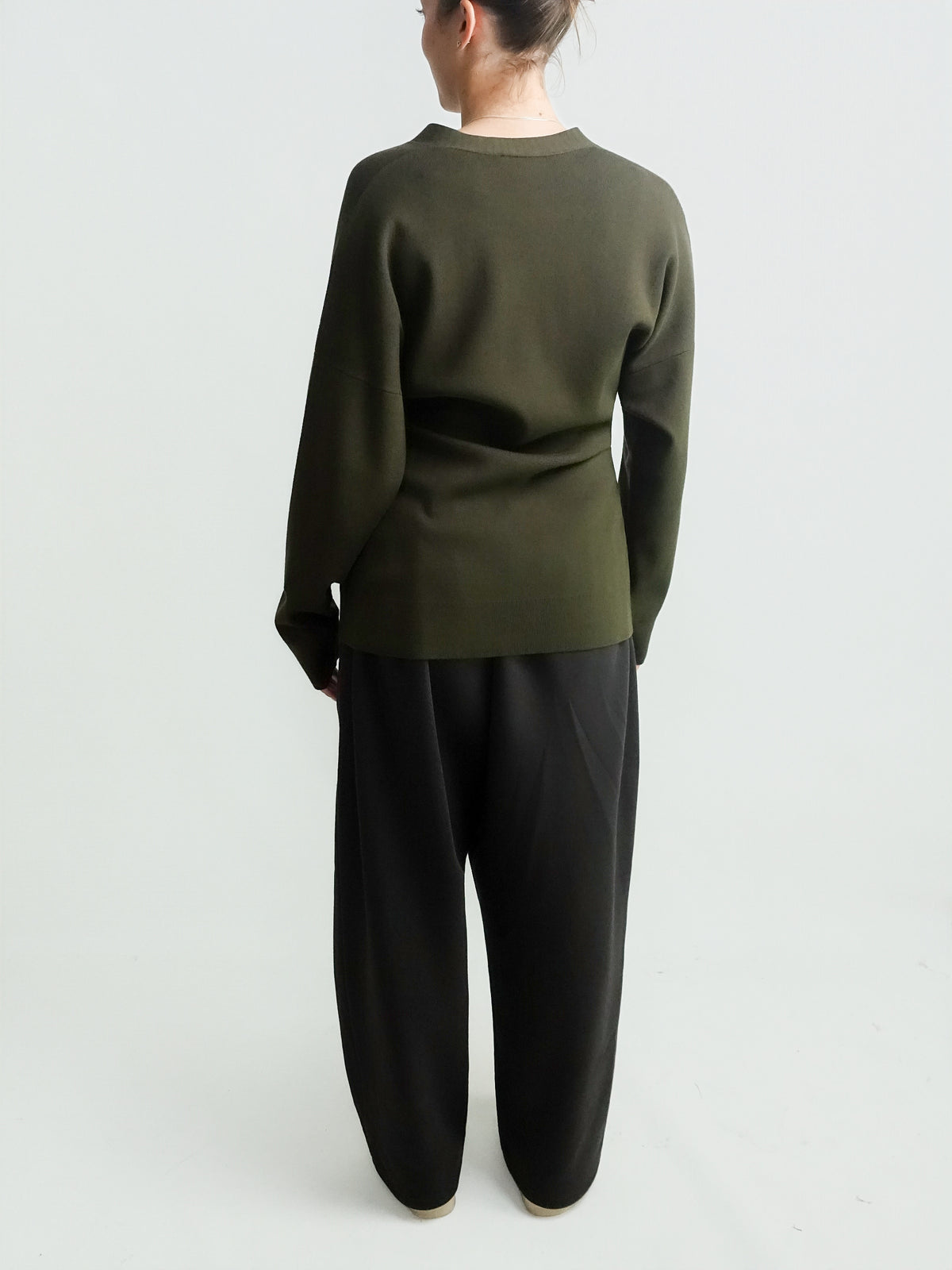 HOURGLASS CARDIGAN DARK MOSS GREEN
