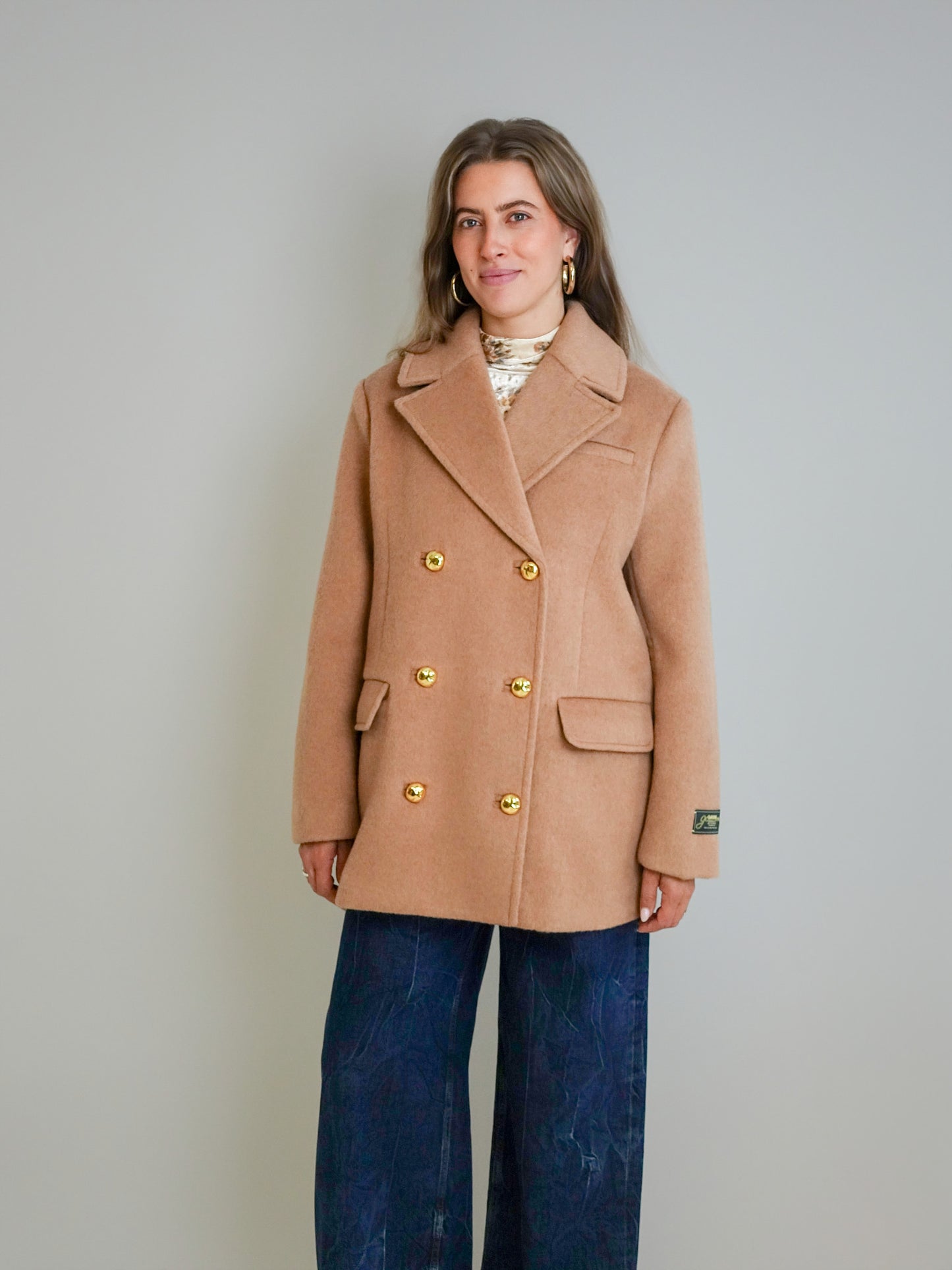 DOUBLE FACED WOOL DOUBLEBREATSED BLAZER LATTE