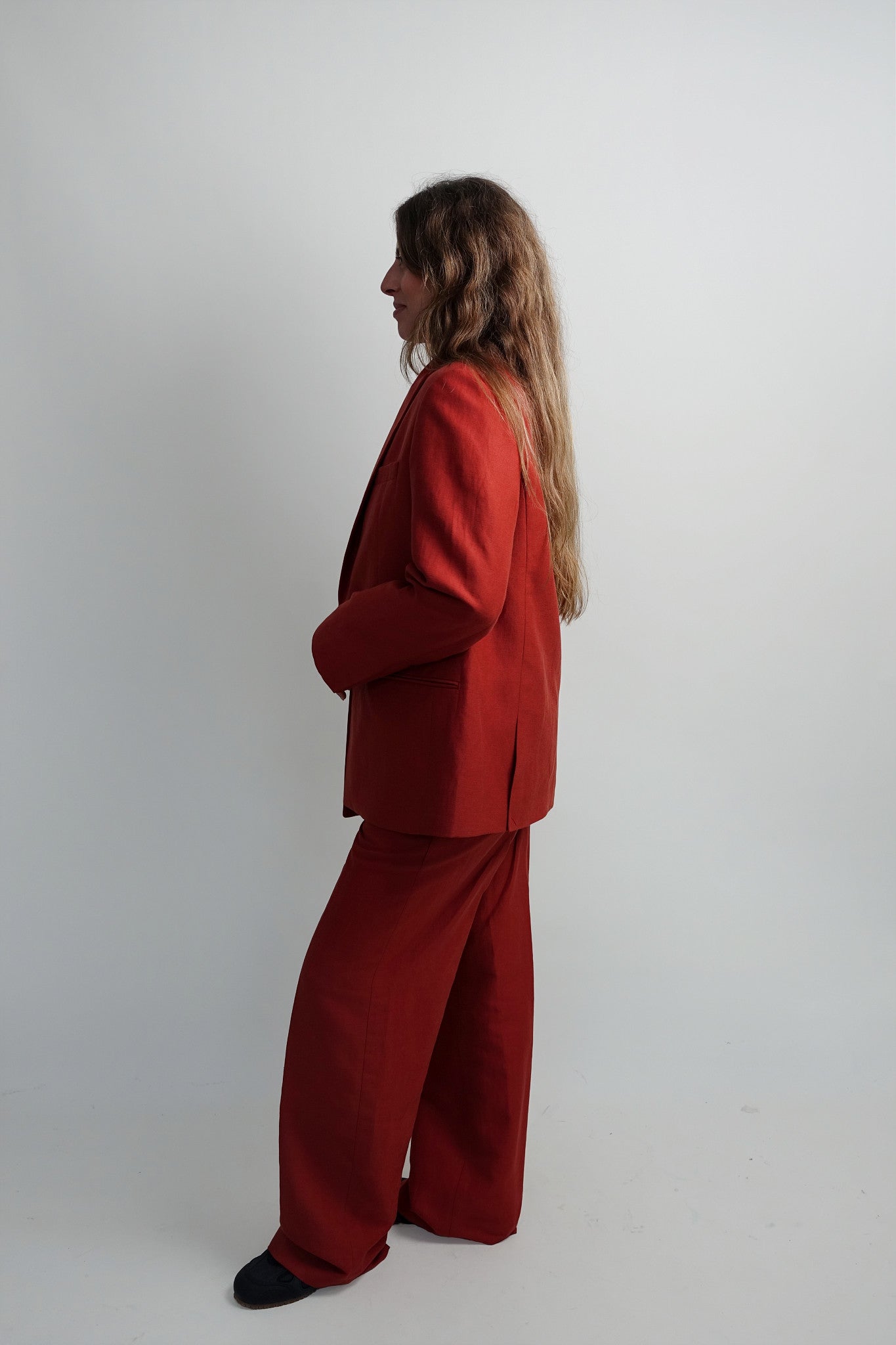 Contemporary Blazer Brick Red
