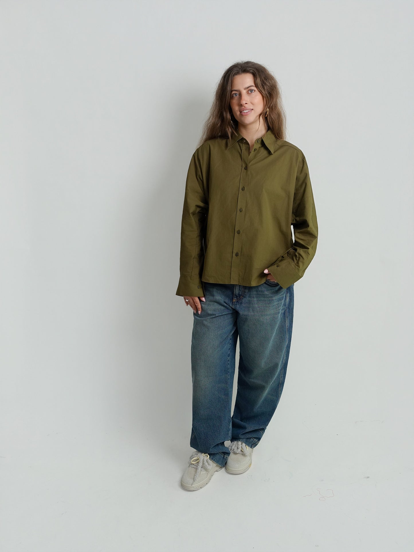 Gathered Shirt Deep Olive