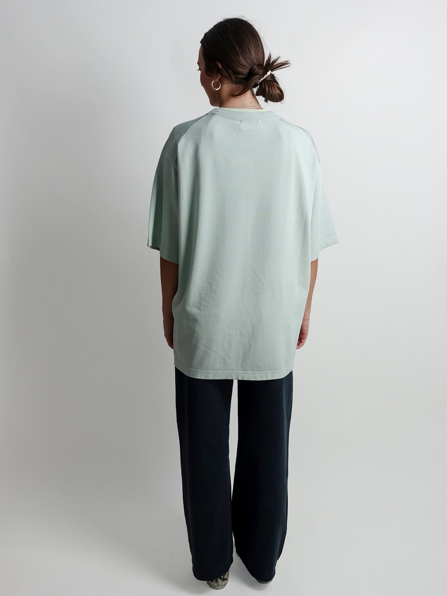 OVERSIZED KNITTED T-SHIRT MINT MIST