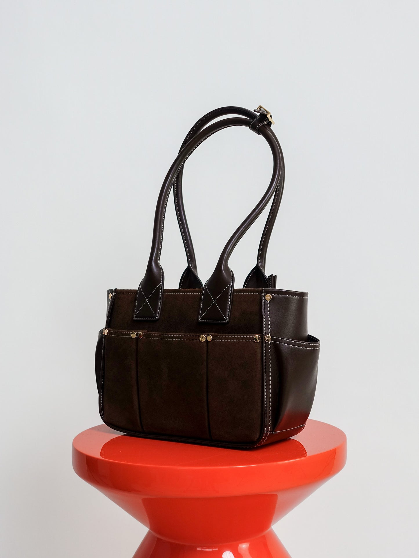 POSY SMALL RECYCLED SUEDE CHICORY COFFEE
