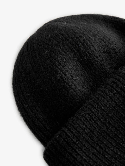 STRUCTURED RIB BEANIE BLACK