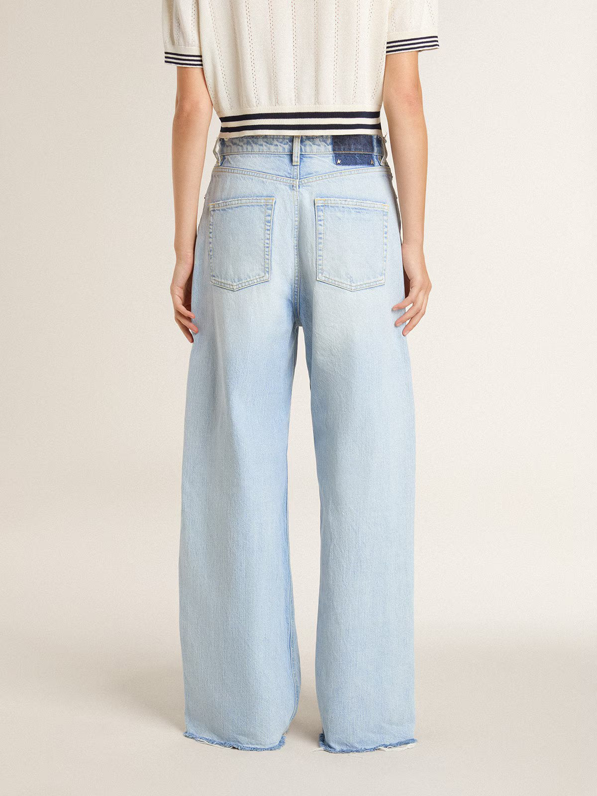 JOURNEY W'S MELODY BOYFRIEND PANT DESTOYED BLEACHED DENIM CLOUD BLUE