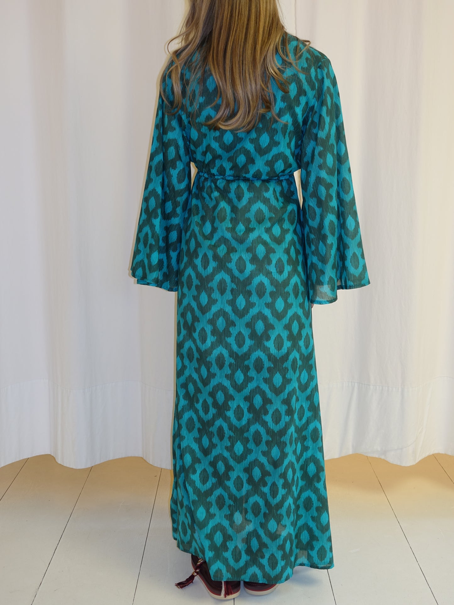 MILA KAFTAN GREEN TURQUOISE IKAT