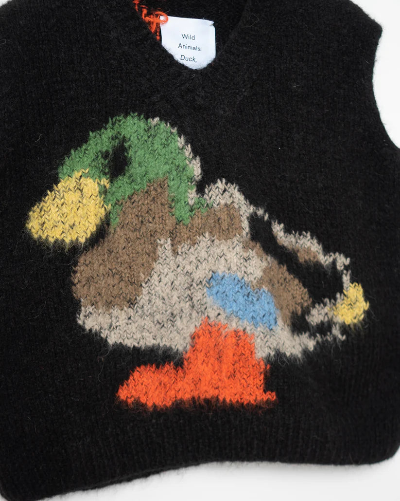 DUCK, PIGEON HAND KNITTED VEST BLACK