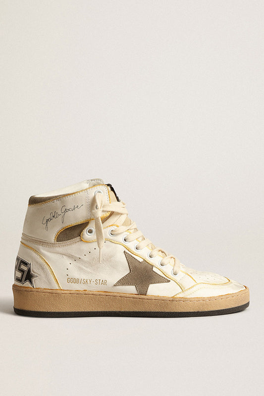 GOLDEN GOOSE  SKY STAR NAPPA UPPER SUEDE STAR NYLON TONGUE WHITE/TAUPE