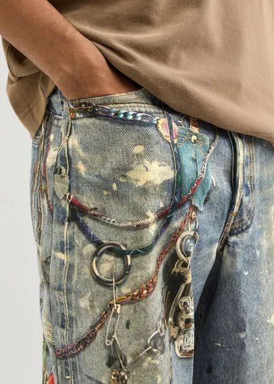 JEANS PRINT MID BLUE