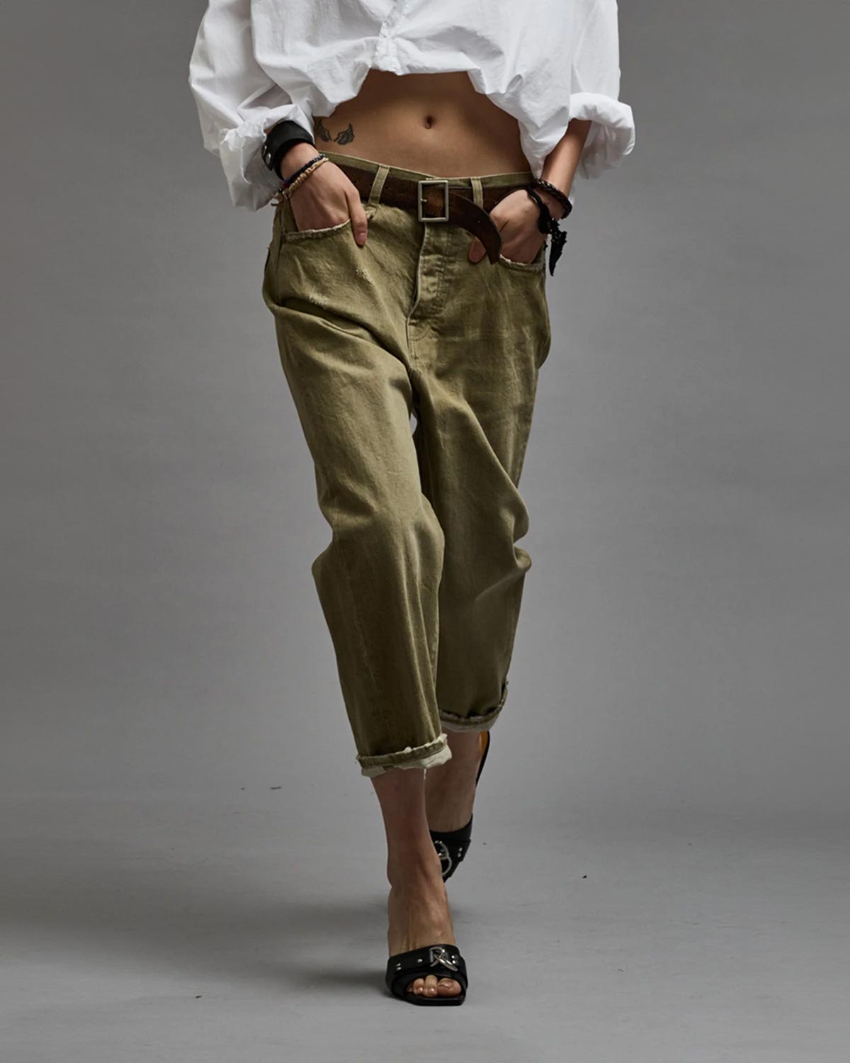 Tailored Drop Jean Moss Green