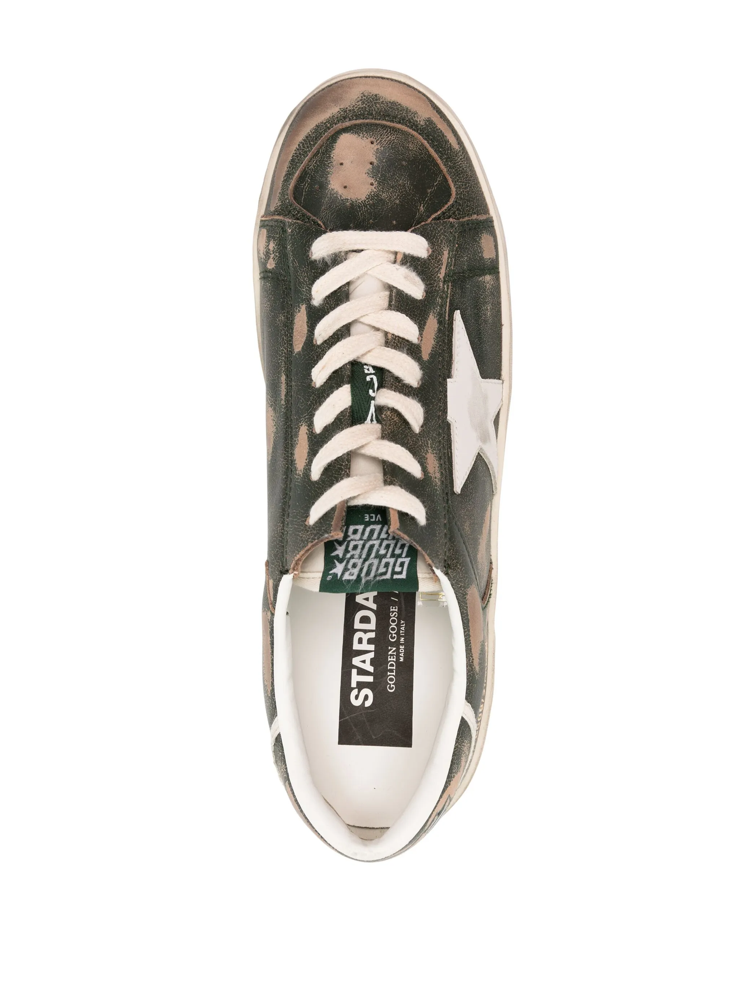 STARDAN LEATHER UPPER STAR AND HEEL NYLON TONGUE GREEN/WHITE