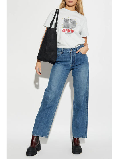 BASIC JERSEY KITTENS RELAXED T-SHIRT ILLUSION BLUE