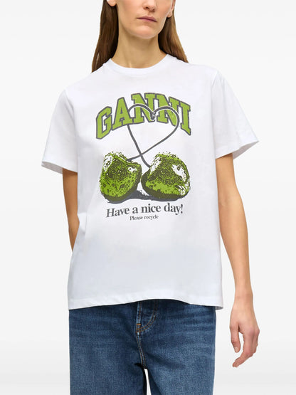 BASIC JERSEY CHERRY RELAXED T-SHIRT BRIGHT WHITE