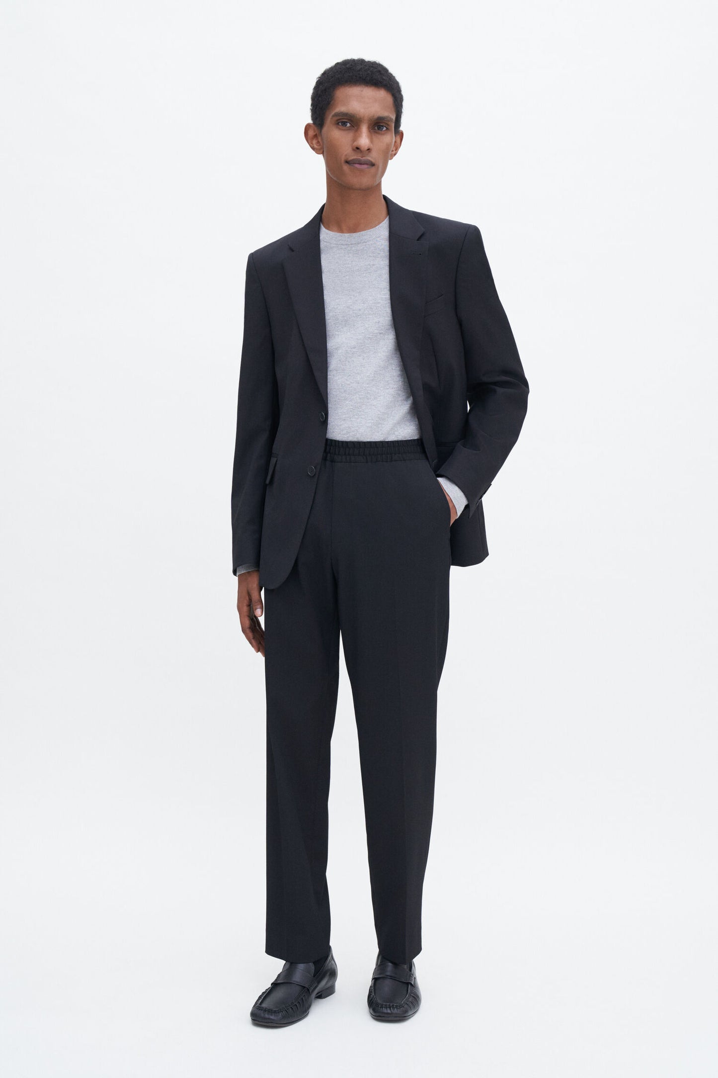 RELAXED WOOL TROUSERS BLACK