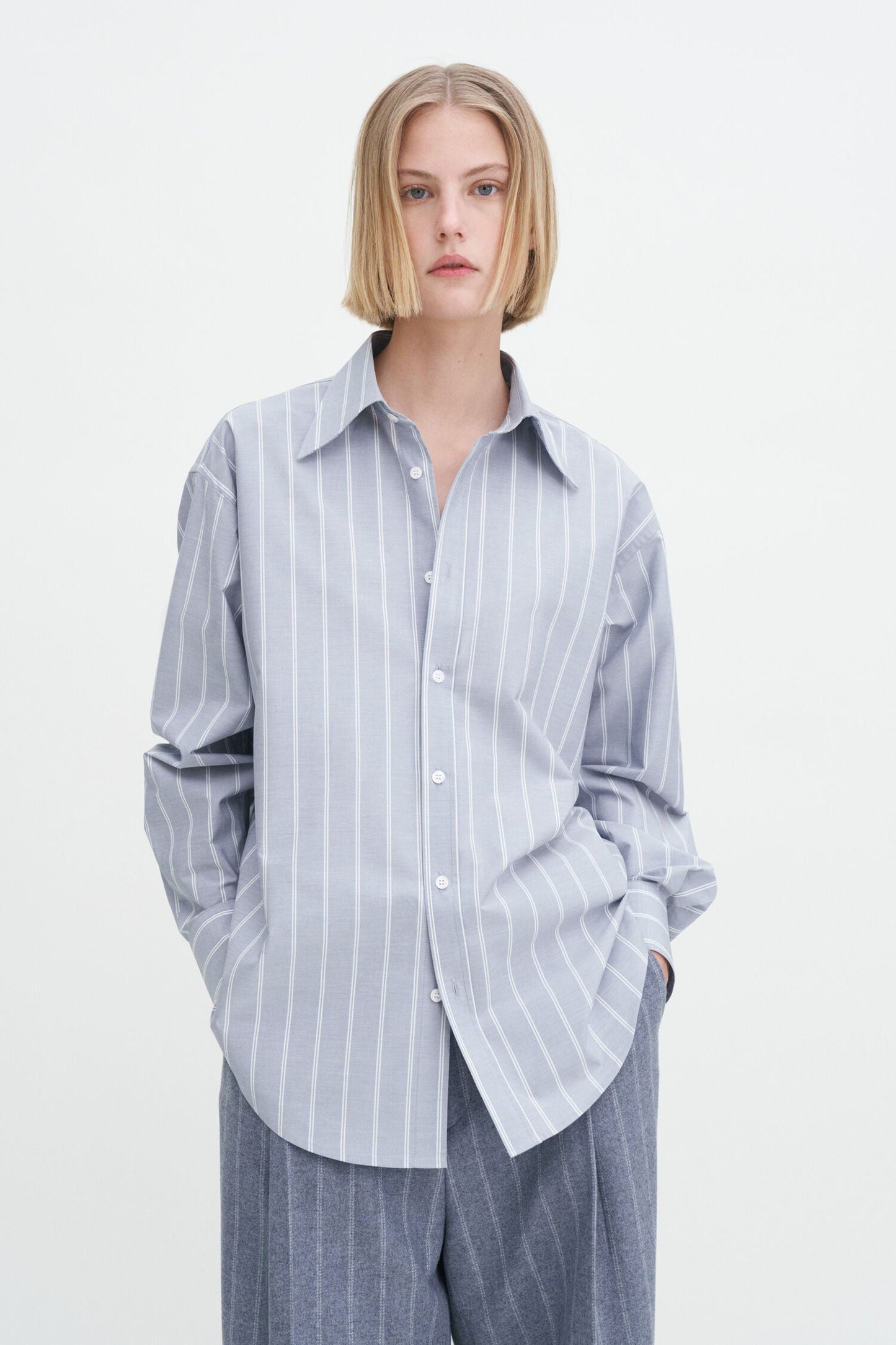 COTTON CHAMBRAY SHIRT CHAMBRAY STRIPE