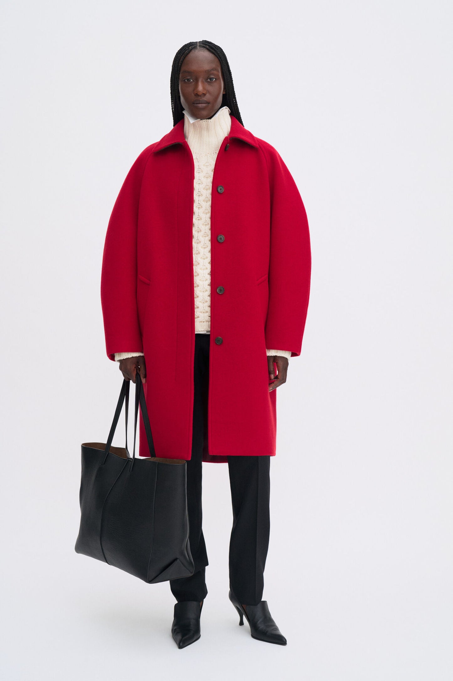 COCOON COAT DARK RED