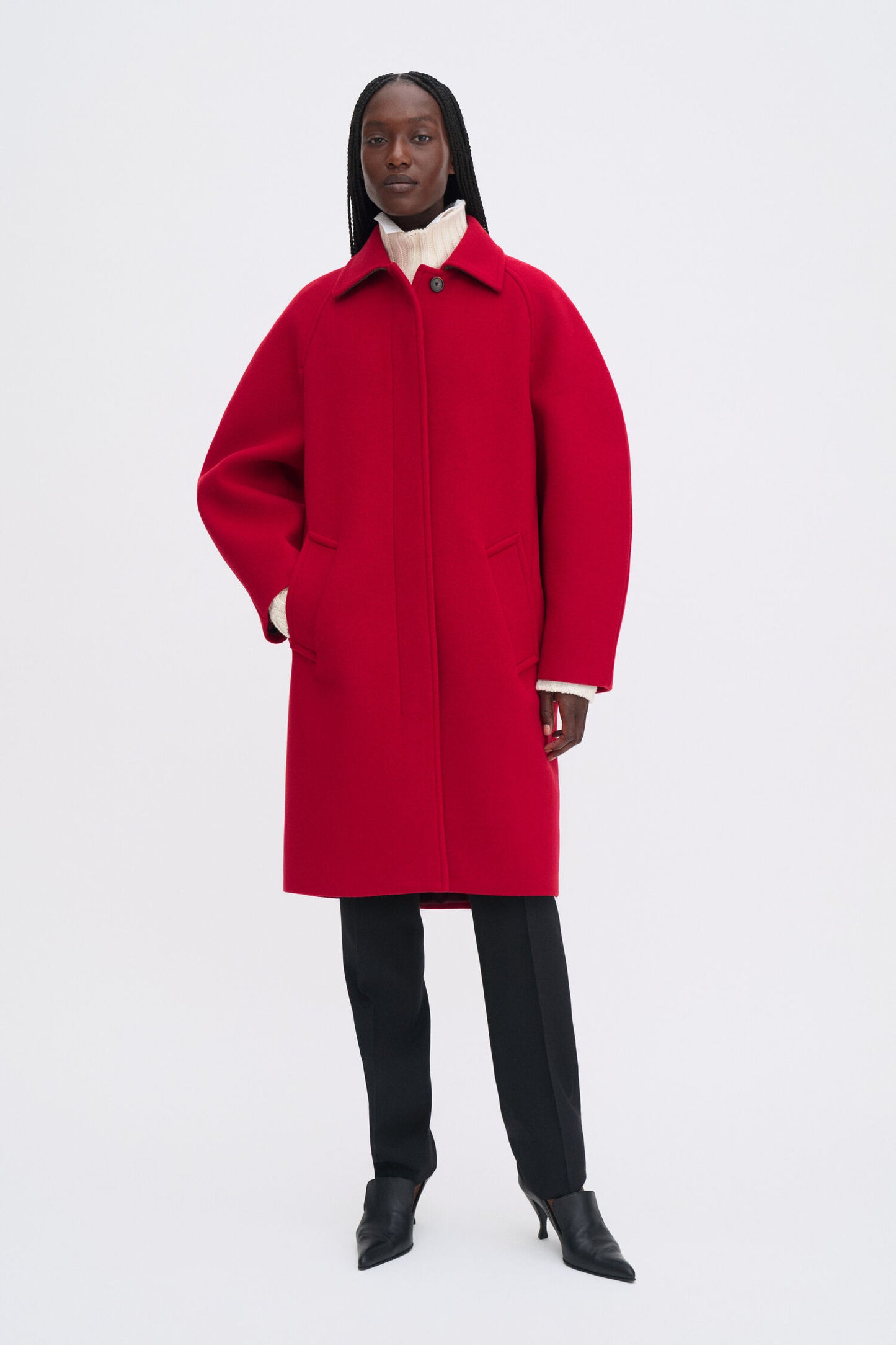 COCOON COAT DARK RED
