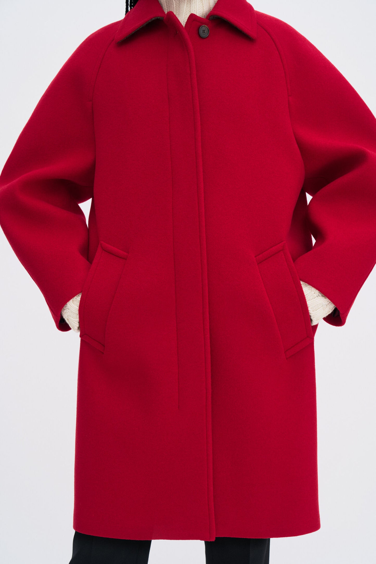 COCOON COAT DARK RED