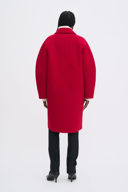 COCOON COAT DARK RED