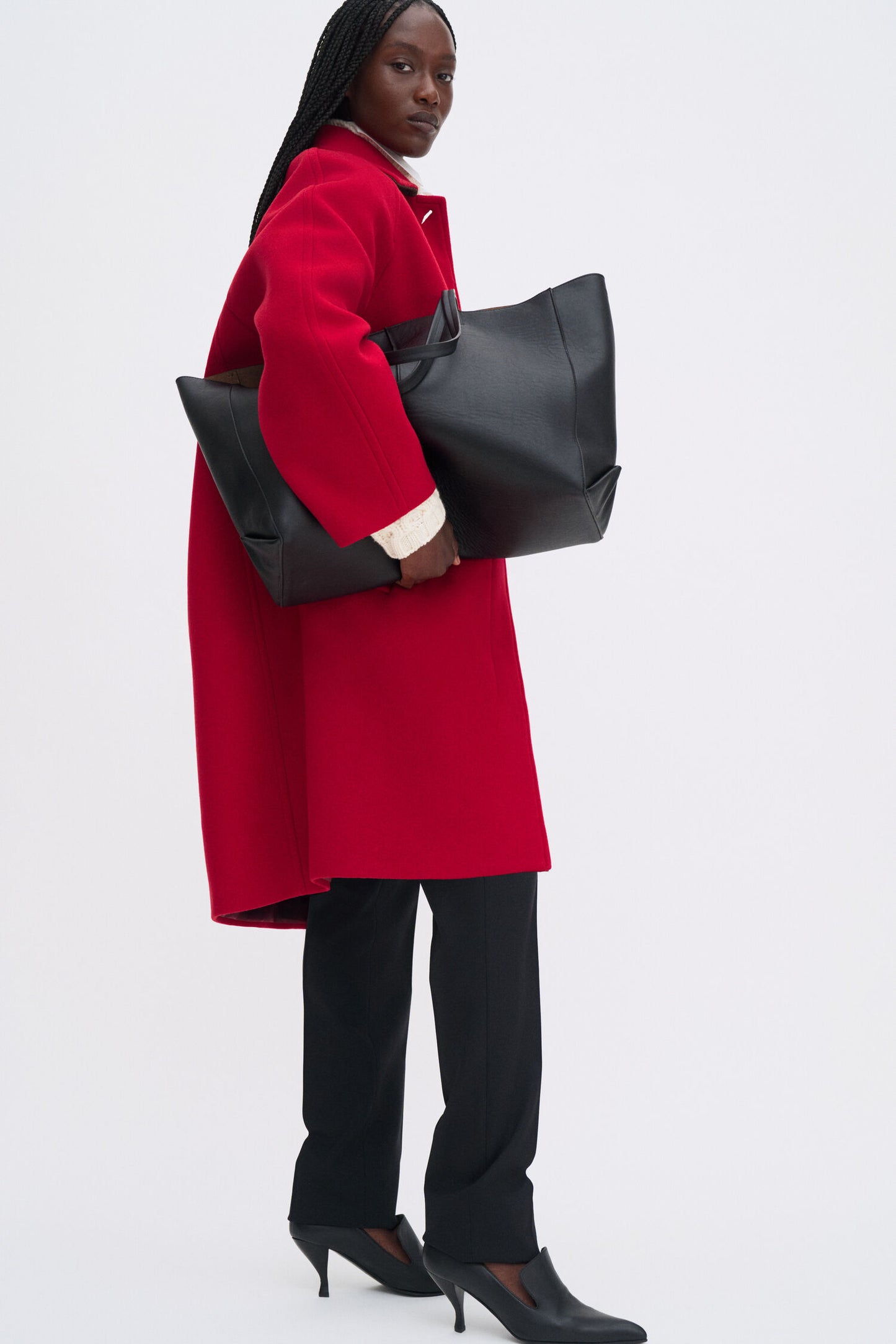 COCOON COAT DARK RED