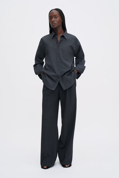 SAMMY PINSTRIPE SHIRT CHARCOAL GREY