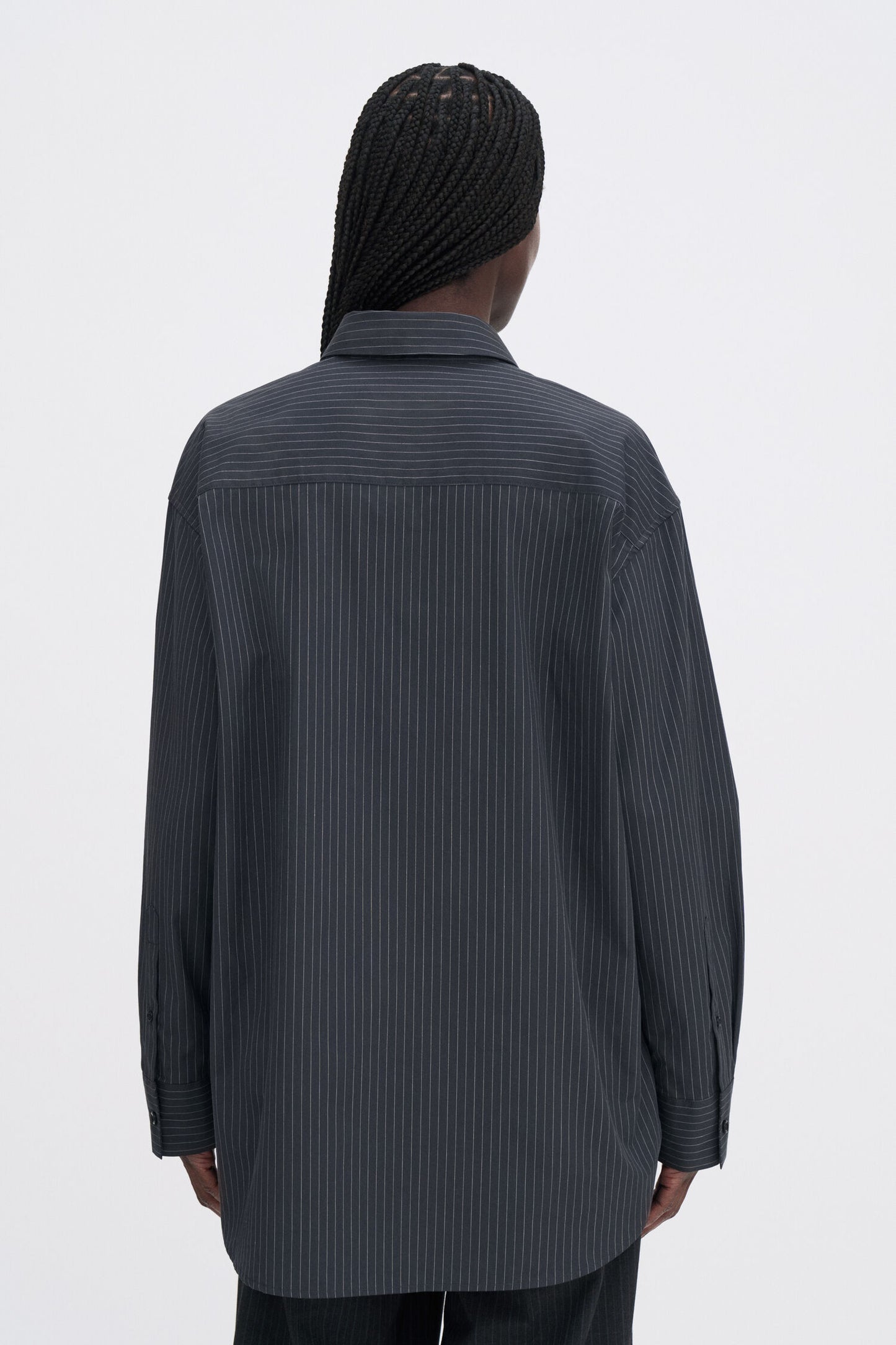 SAMMY PINSTRIPE SHIRT CHARCOAL GREY