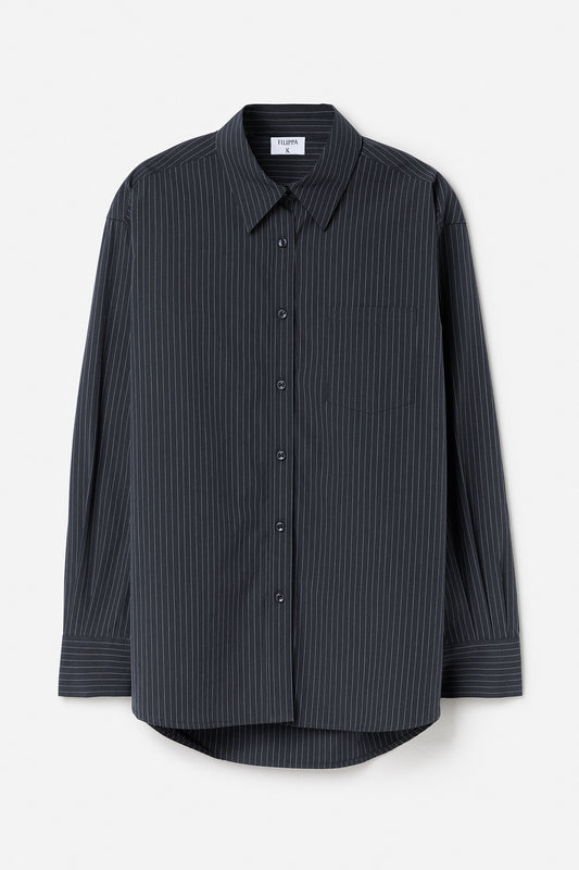SAMMY PINSTRIPE SHIRT CHARCOAL GREY