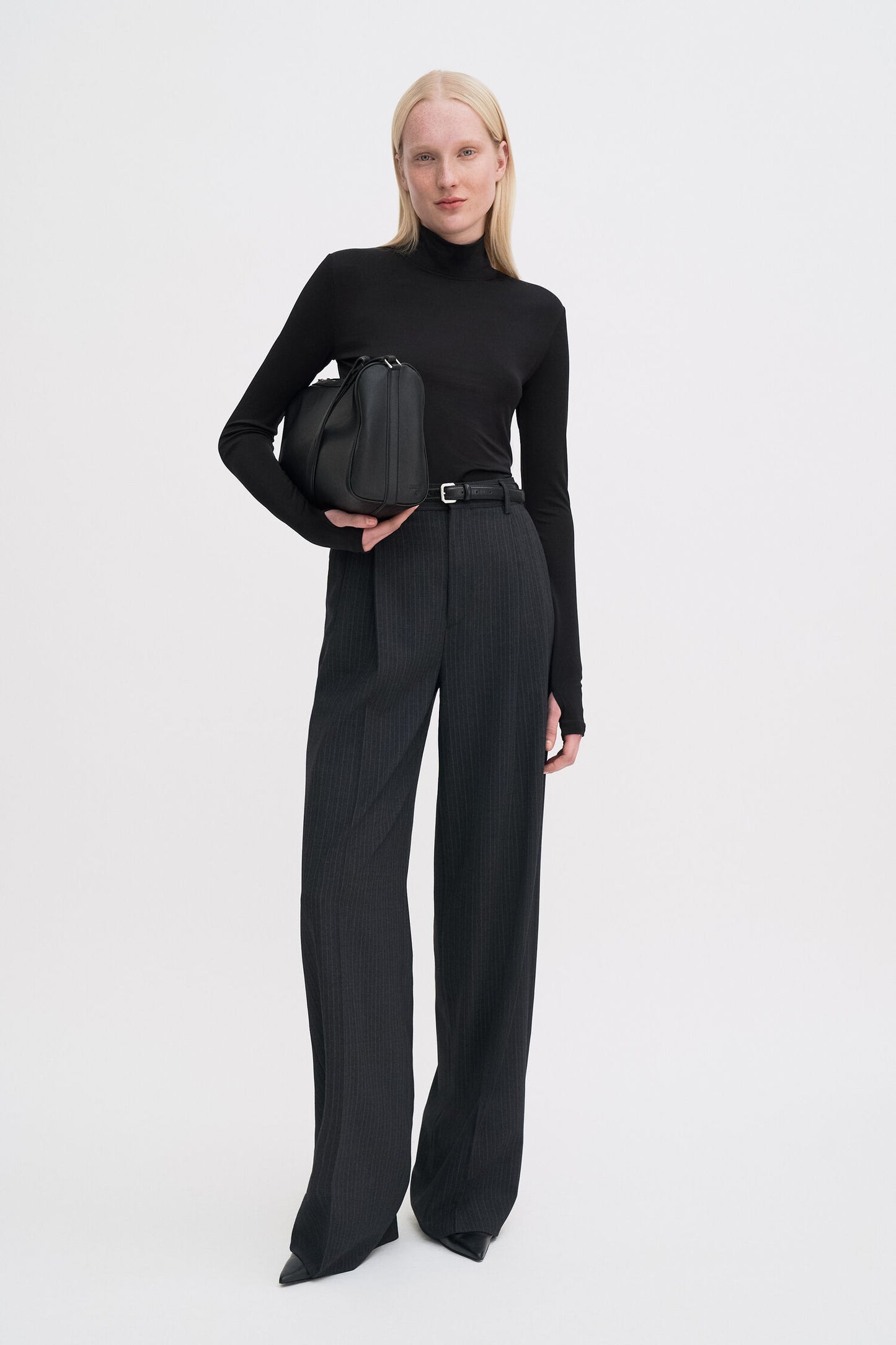 DARCEY PINSTRIPE TROUSERS ANTHRACITE MELANGE