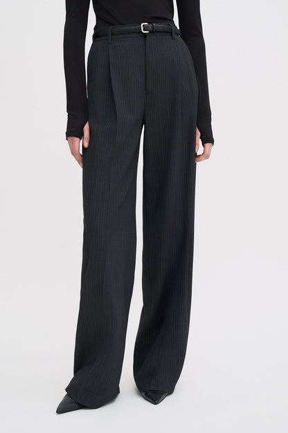 DARCEY PINSTRIPE TROUSERS ANTHRACITE MELANGE