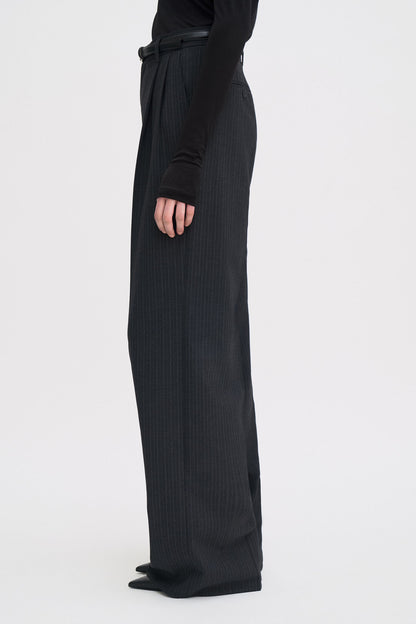 DARCEY PINSTRIPE TROUSERS ANTHRACITE MELANGE