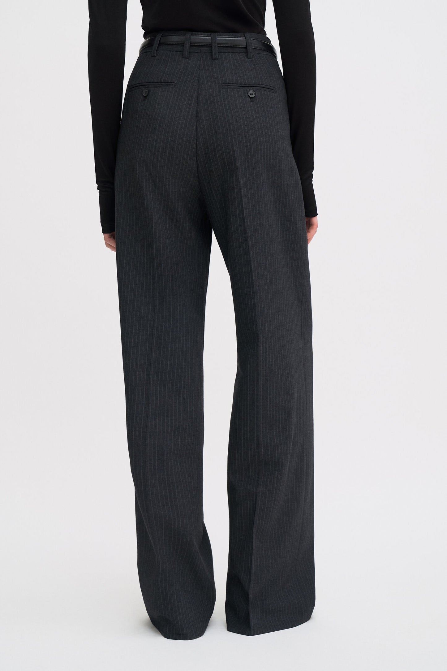DARCEY PINSTRIPE TROUSERS ANTHRACITE MELANGE