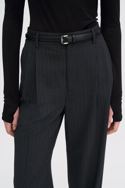DARCEY PINSTRIPE TROUSERS ANTHRACITE MELANGE