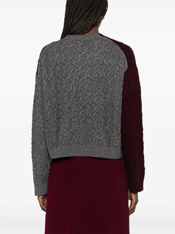 WOOL CASHMERE CABLE OVERSIZED O-NECK PULLOVER PORT ROYALE