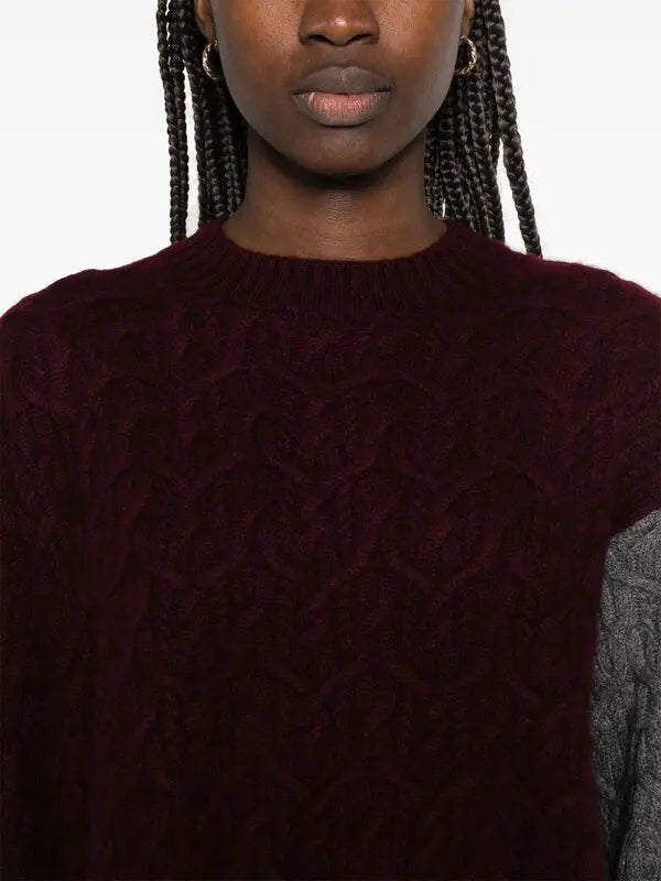 WOOL CASHMERE CABLE OVERSIZED O-NECK PULLOVER PORT ROYALE