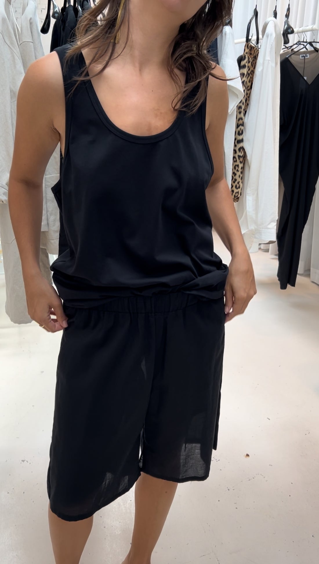 PANTS FLEXY BLACK VOILE COTTON