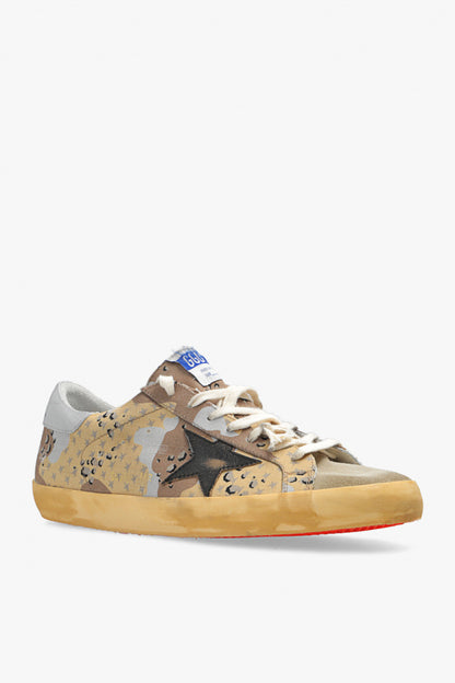 SUPER-STAR DESERT CAMOUFLAGE RIPSTOP UPPER SUEDE TOE SHINY LEATHER STAR LAMINATED HEEL DESERT CAMOUFLAGE/TAUPE/BLACK/SILVER