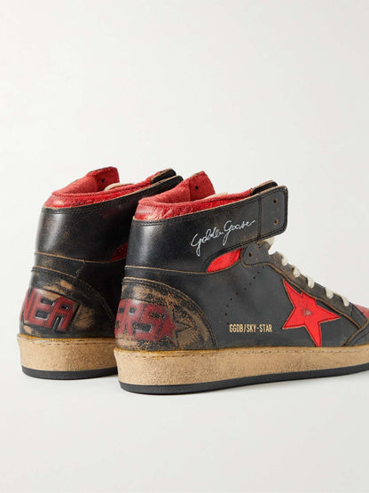 SKY STAR NAPPA UPPER WITH SERIGRAPH LEATHER STAR AND ANKLE WHITE/BLACK