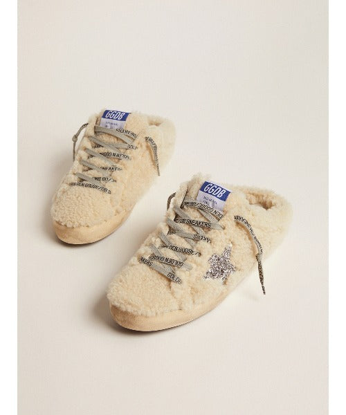 SUPER-STAR SABOT SHEARLING UPPER GLITTER STAR NATURAL WHITE/SILVER